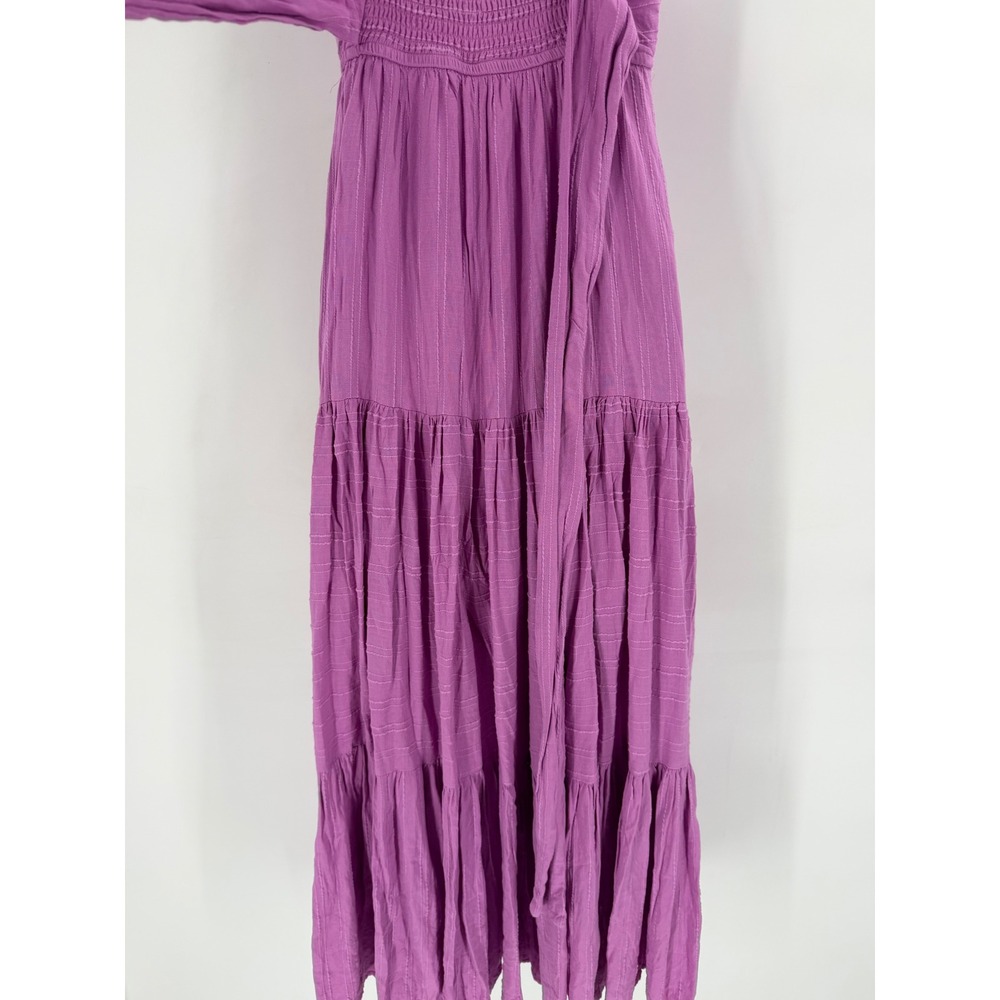 Haute Hippie Style Maxi Dress Womens S Purple Tiered Boho Cottagecore Bow Back - Picture 12 of 13
